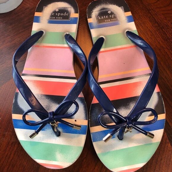 Kate Spade navy blue flip flops size 7/8 - Picture 1 of 9